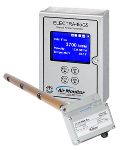 electra flo transmitter and probe thermal dispersion airflow measurement